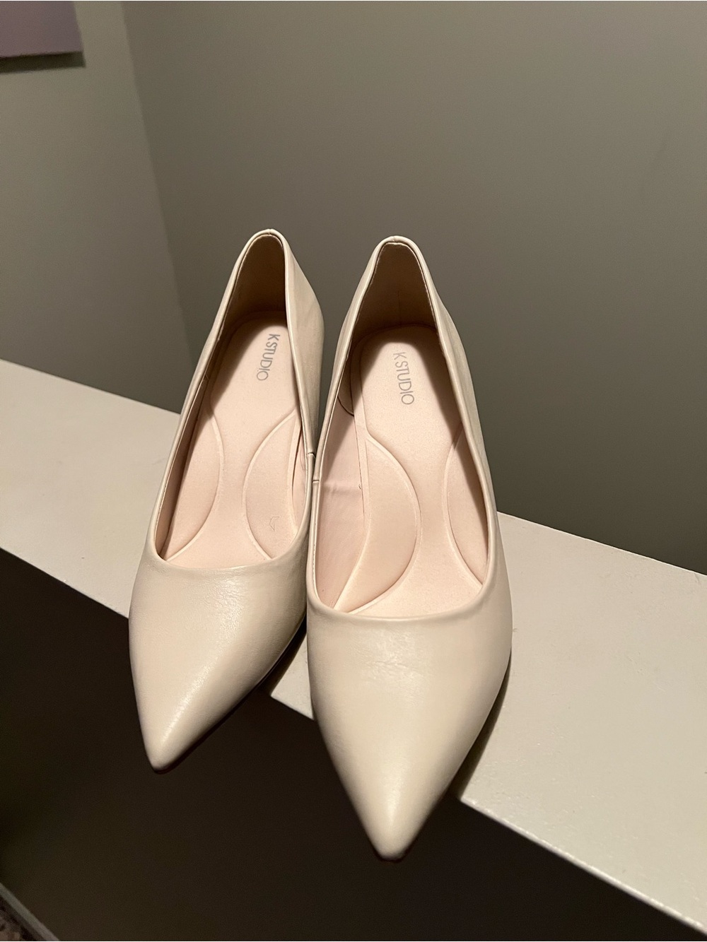 K Studio Beige Pointed-Toe Stiletto Pumps - Size 11